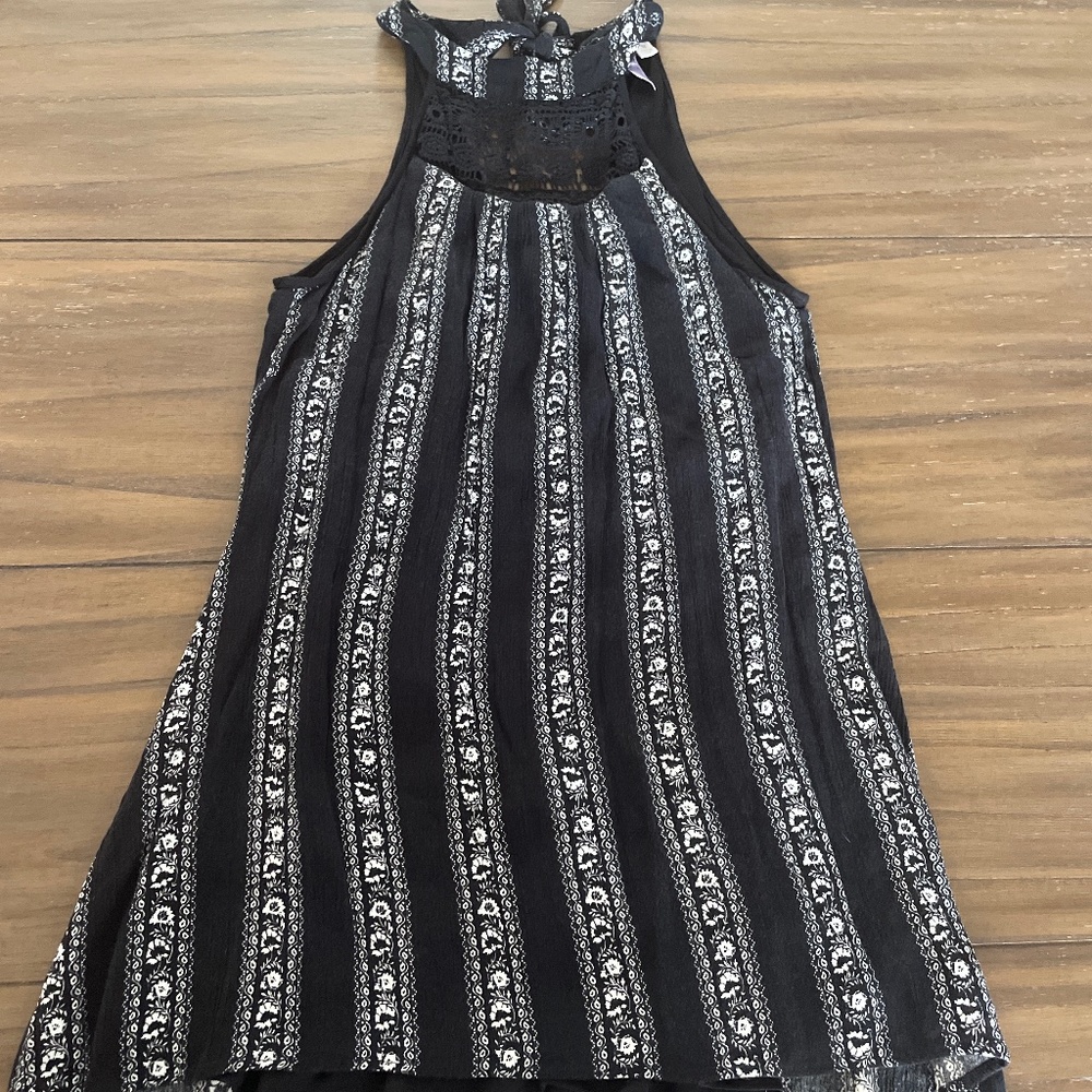 Black and white halter high low dress